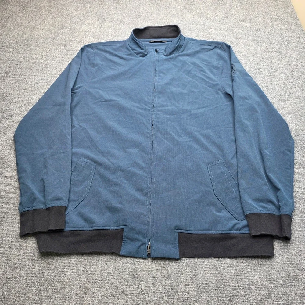 Travis Mathew Men Medium M Blue Full Zip Jacket Pima Cotton Manito Golf Pro Shop